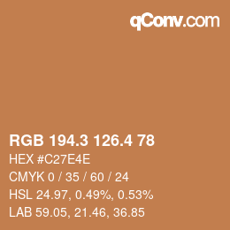 カラーコード: RGB 194.3 126.4 78 | qconv.com