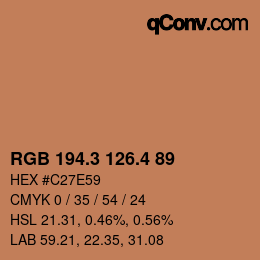 カラーコード: RGB 194.3 126.4 89 | qconv.com