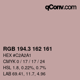 カラーコード: RGB 194.3 162 161 | qconv.com