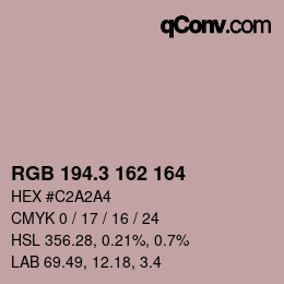 カラーコード: RGB 194.3 162 164 | qconv.com