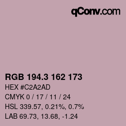 カラーコード: RGB 194.3 162 173 | qconv.com