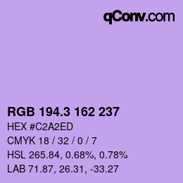 カラーコード: RGB 194.3 162 237 | qconv.com