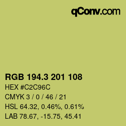 カラーコード: RGB 194.3 201 108 | qconv.com