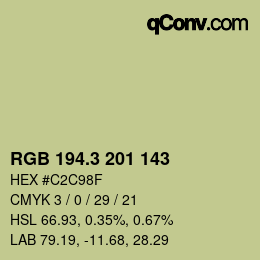 カラーコード: RGB 194.3 201 143 | qconv.com