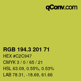 Color code: RGB 194.3 201 71 | qconv.com