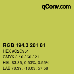 カラーコード: RGB 194.3 201 81 | qconv.com