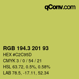 カラーコード: RGB 194.3 201 93 | qconv.com