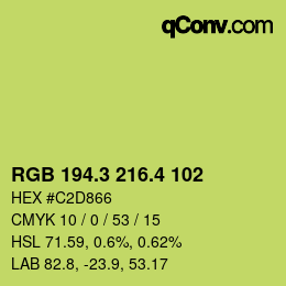 カラーコード: RGB 194.3 216.4 102 | qconv.com
