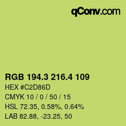 カラーコード: RGB 194.3 216.4 109 | qconv.com