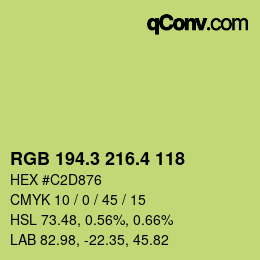 カラーコード: RGB 194.3 216.4 118 | qconv.com