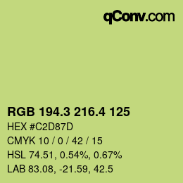 カラーコード: RGB 194.3 216.4 125 | qconv.com
