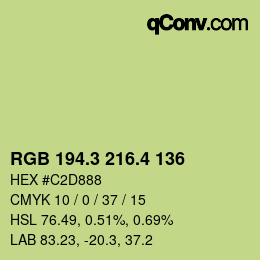 カラーコード: RGB 194.3 216.4 136 | qconv.com