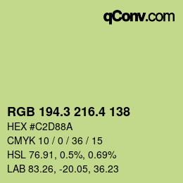 カラーコード: RGB 194.3 216.4 138 | qconv.com