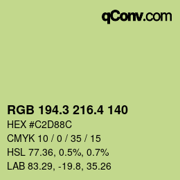 カラーコード: RGB 194.3 216.4 140 | qconv.com