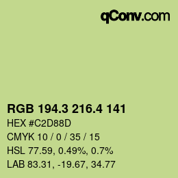 カラーコード: RGB 194.3 216.4 141 | qconv.com