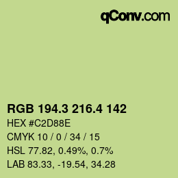 カラーコード: RGB 194.3 216.4 142 | qconv.com