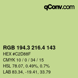 カラーコード: RGB 194.3 216.4 143 | qconv.com