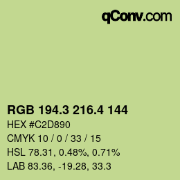 カラーコード: RGB 194.3 216.4 144 | qconv.com