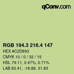 カラーコード: RGB 194.3 216.4 147 | qconv.com