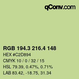 カラーコード: RGB 194.3 216.4 148 | qconv.com