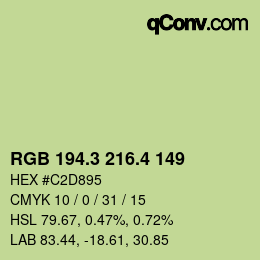 カラーコード: RGB 194.3 216.4 149 | qconv.com