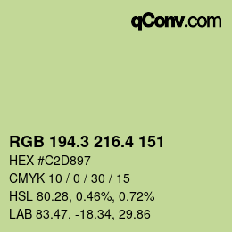 カラーコード: RGB 194.3 216.4 151 | qconv.com