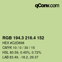 カラーコード: RGB 194.3 216.4 152 | qconv.com