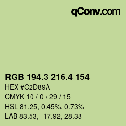 カラーコード: RGB 194.3 216.4 154 | qconv.com