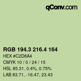 カラーコード: RGB 194.3 216.4 164 | qconv.com