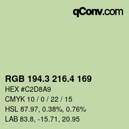 カラーコード: RGB 194.3 216.4 169 | qconv.com