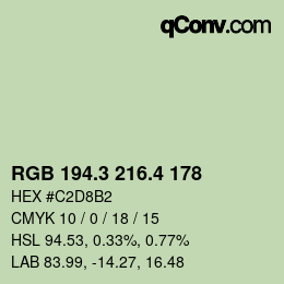 カラーコード: RGB 194.3 216.4 178 | qconv.com