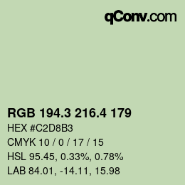 カラーコード: RGB 194.3 216.4 179 | qconv.com