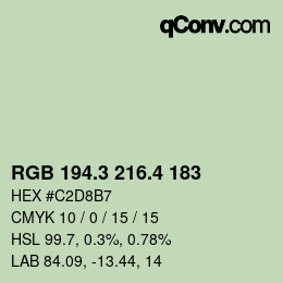 カラーコード: RGB 194.3 216.4 183 | qconv.com
