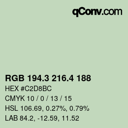 カラーコード: RGB 194.3 216.4 188 | qconv.com