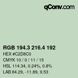 カラーコード: RGB 194.3 216.4 192 | qconv.com