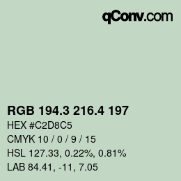 カラーコード: RGB 194.3 216.4 197 | qconv.com