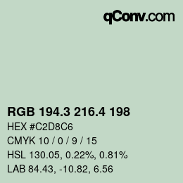 カラーコード: RGB 194.3 216.4 198 | qconv.com