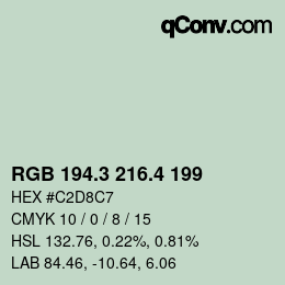カラーコード: RGB 194.3 216.4 199 | qconv.com