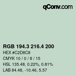カラーコード: RGB 194.3 216.4 200 | qconv.com