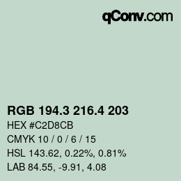 カラーコード: RGB 194.3 216.4 203 | qconv.com