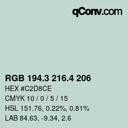 カラーコード: RGB 194.3 216.4 206 | qconv.com