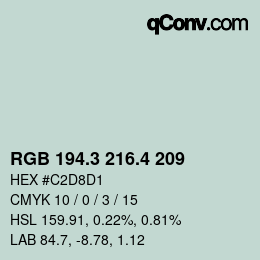 カラーコード: RGB 194.3 216.4 209 | qconv.com