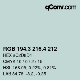 カラーコード: RGB 194.3 216.4 212 | qconv.com