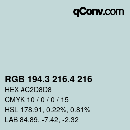 カラーコード: RGB 194.3 216.4 216 | qconv.com