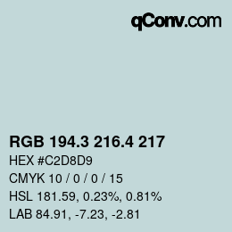 カラーコード: RGB 194.3 216.4 217 | qconv.com