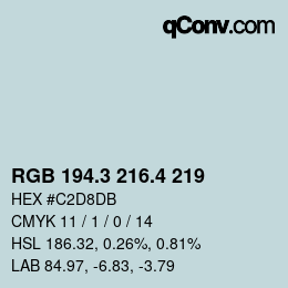 カラーコード: RGB 194.3 216.4 219 | qconv.com