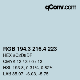 カラーコード: RGB 194.3 216.4 223 | qconv.com