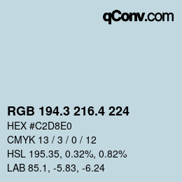 カラーコード: RGB 194.3 216.4 224 | qconv.com