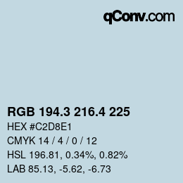カラーコード: RGB 194.3 216.4 225 | qconv.com