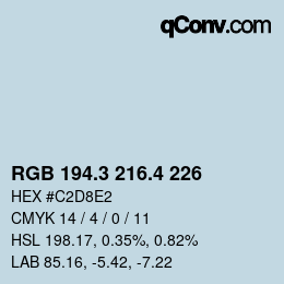 カラーコード: RGB 194.3 216.4 226 | qconv.com